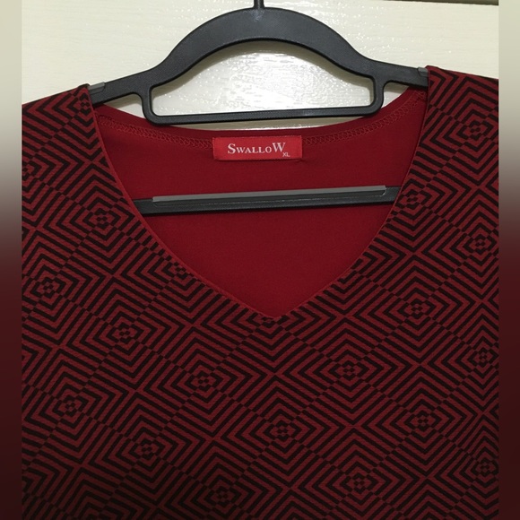 Red Top with Black print - Picture 3 of 5